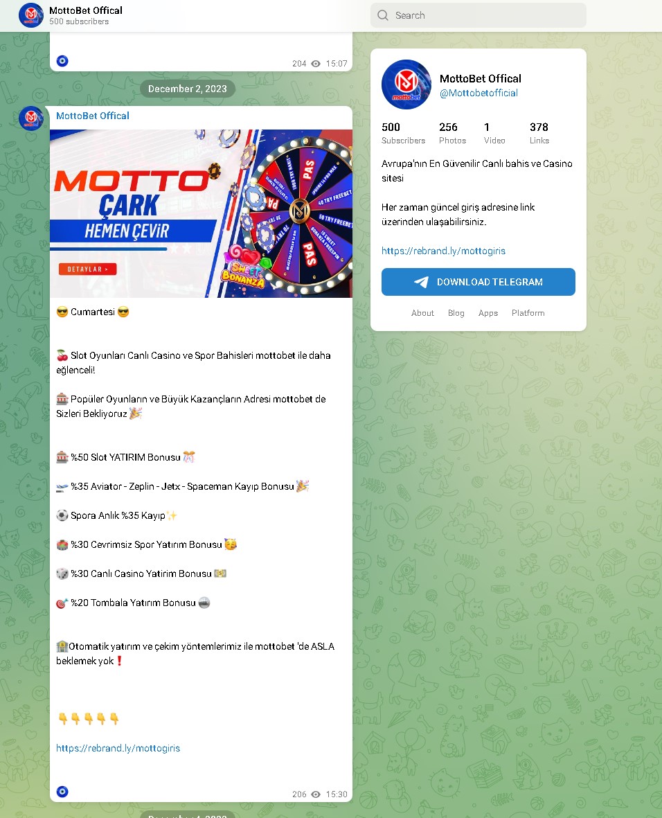 Mottobet Telegram